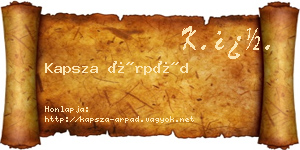 Kapsza Árpád névjegykártya