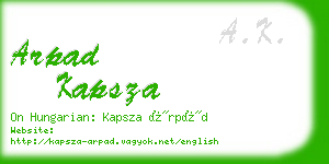 arpad kapsza business card